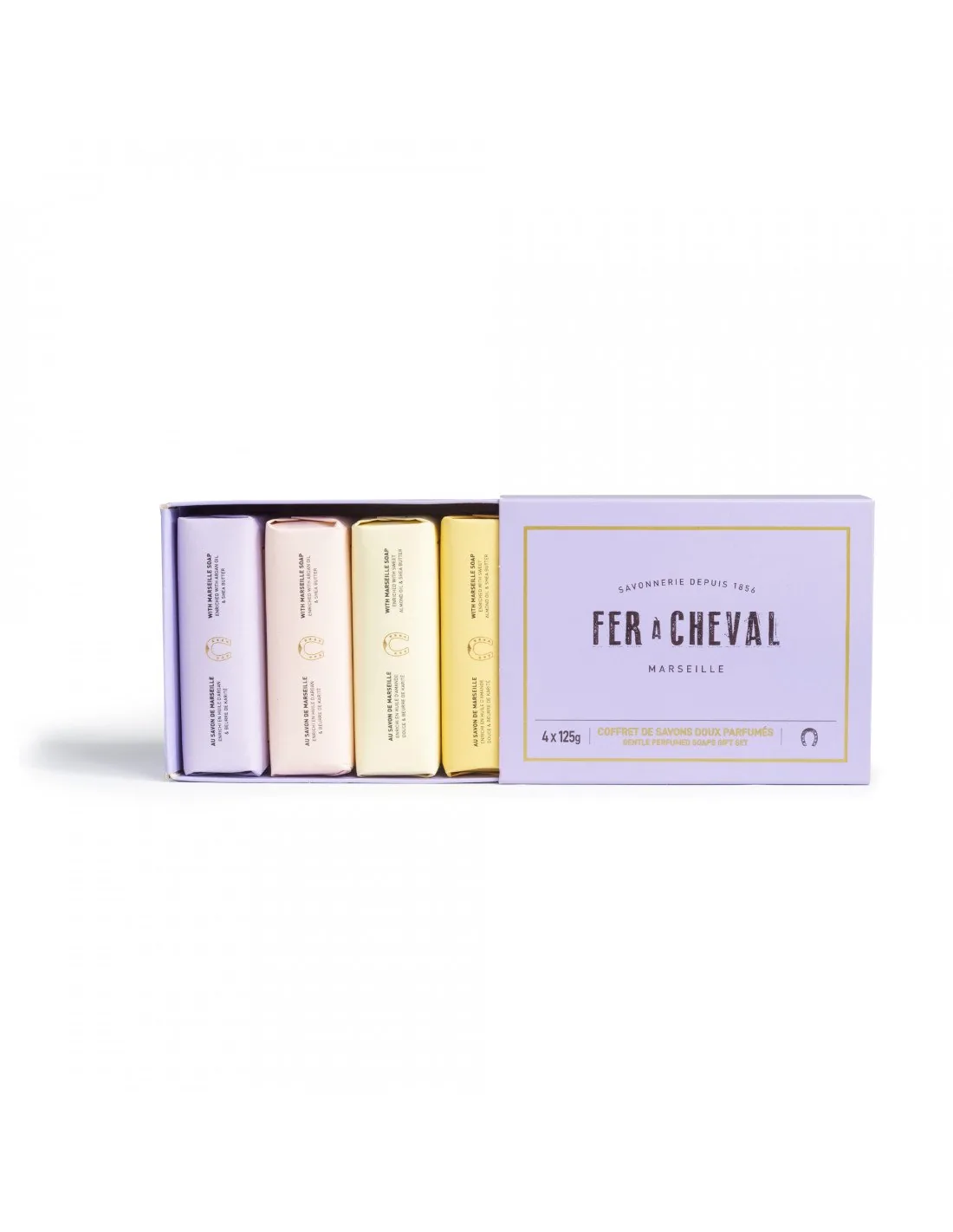COFFRET DE SAVONS DOUX PARFUMÉS 4 X 125G Fer a cheval